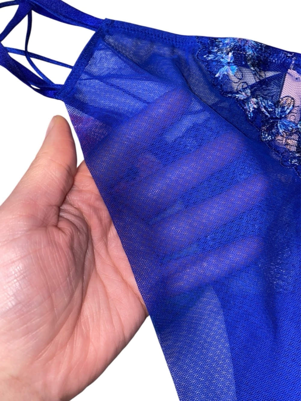 NWT Victoria’s Secret Blue Butterfly Sheer Mesh Strappy Panties, Size XL - Picture 6 of 9